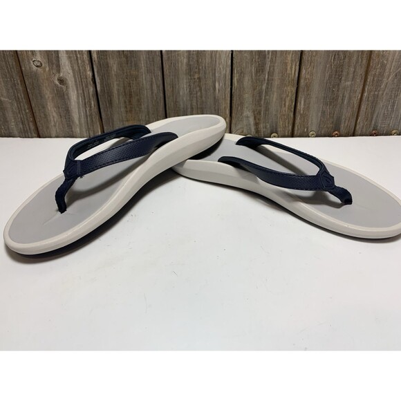 OLUKAI Pi'oe Blue Grey Women's Beach Sandals Water-Resistant Flip-Flop Slides 7 - Picture 5 of 7